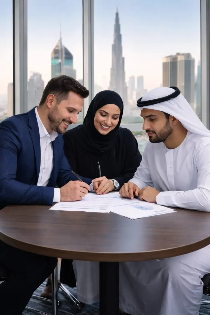 consultants assisting clients with business setup in dubai